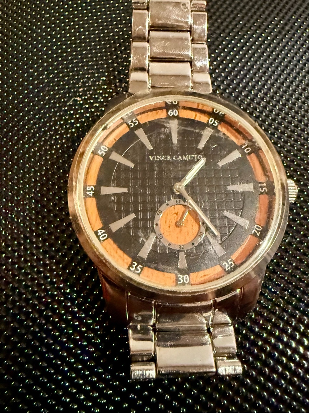 Vince Camuto Black and Brown Accent Men’s Stainless Watch